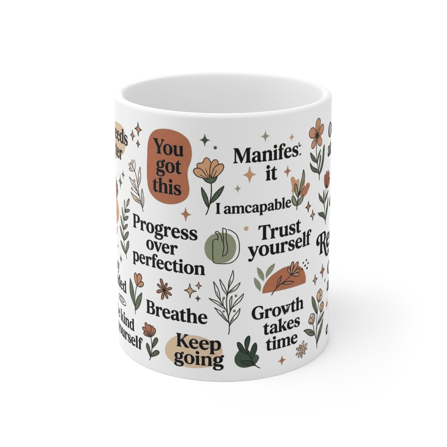 Mental Health Affirmation Glass Cup 11oz – Daily Positive Quotes Mug – Self Care Gift for Women, Best Friend Inspiration Tumbler