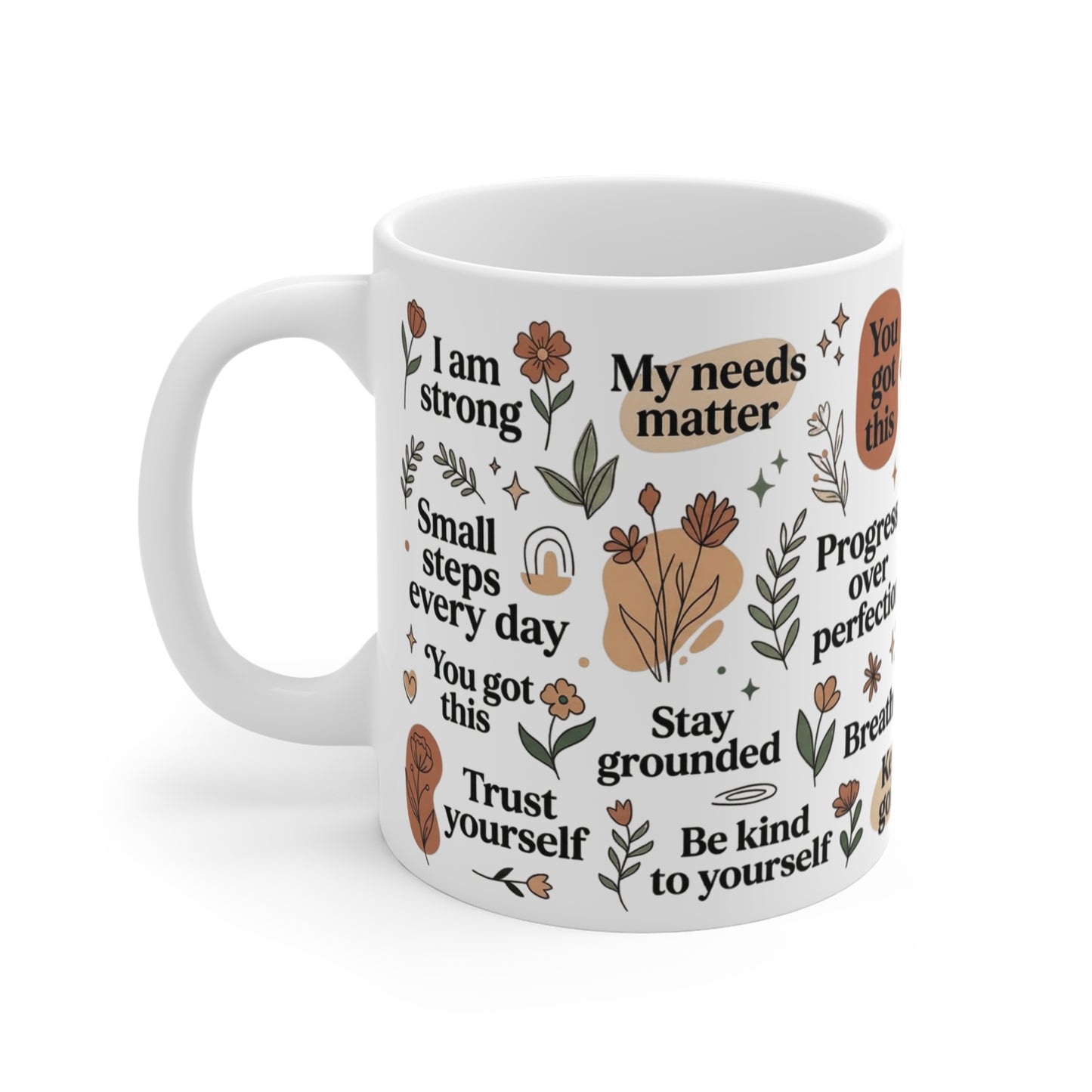 Mental Health Affirmation Glass Cup 11oz – Daily Positive Quotes Mug – Self Care Gift for Women, Best Friend Inspiration Tumbler