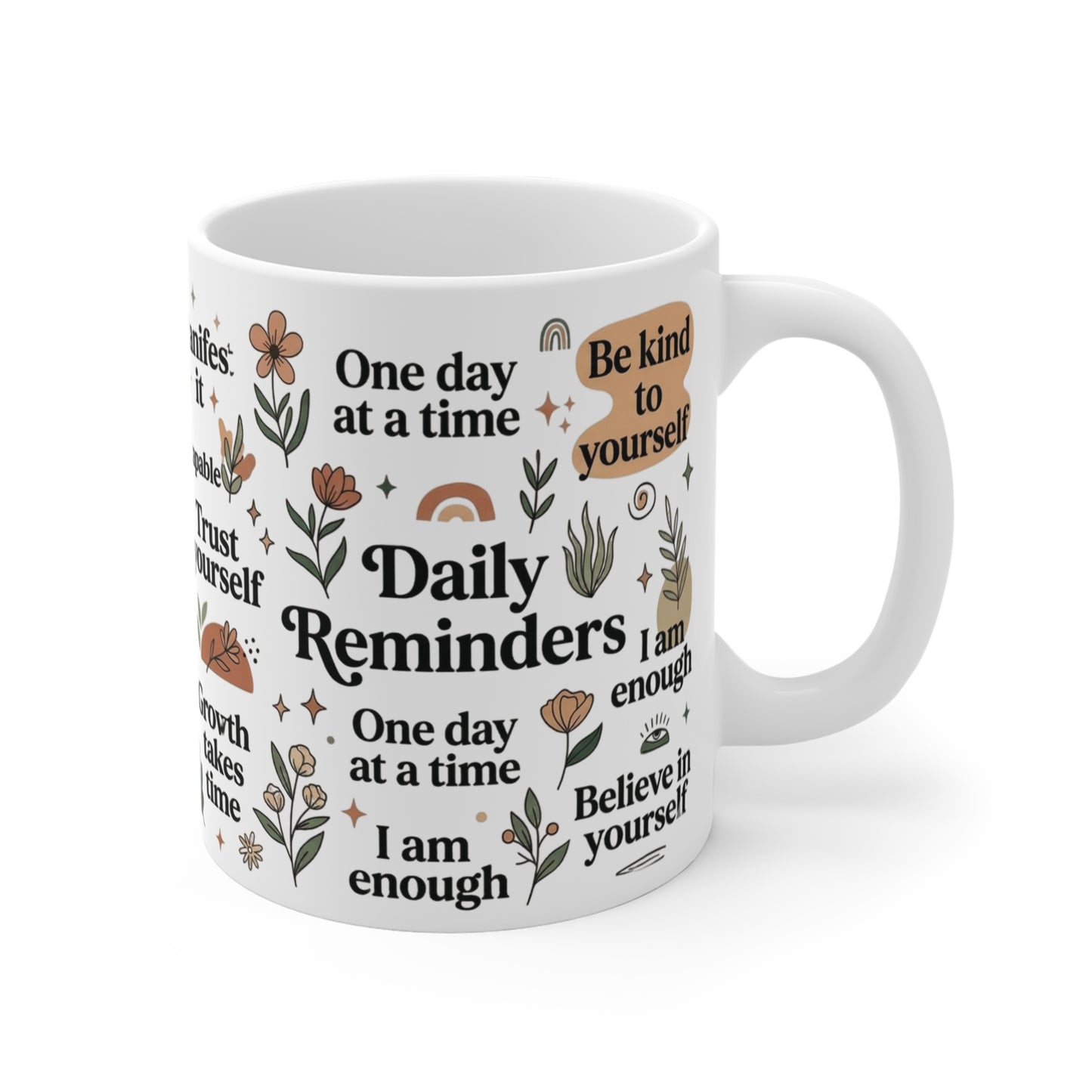 Mental Health Affirmation Glass Cup 11oz – Daily Positive Quotes Mug – Self Care Gift for Women, Best Friend Inspiration Tumbler