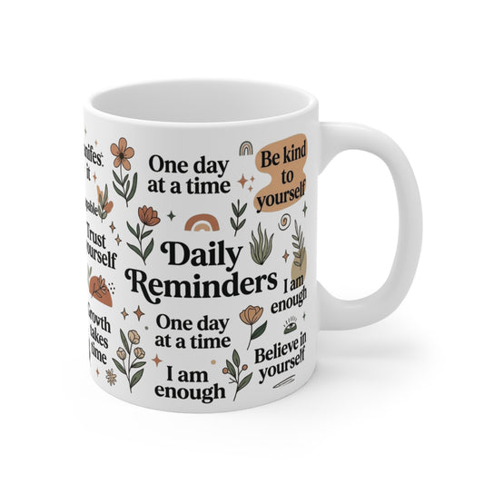Mental Health Affirmation Glass Cup 11oz – Daily Positive Quotes Mug – Self Care Gift for Women, Best Friend Inspiration Tumbler
