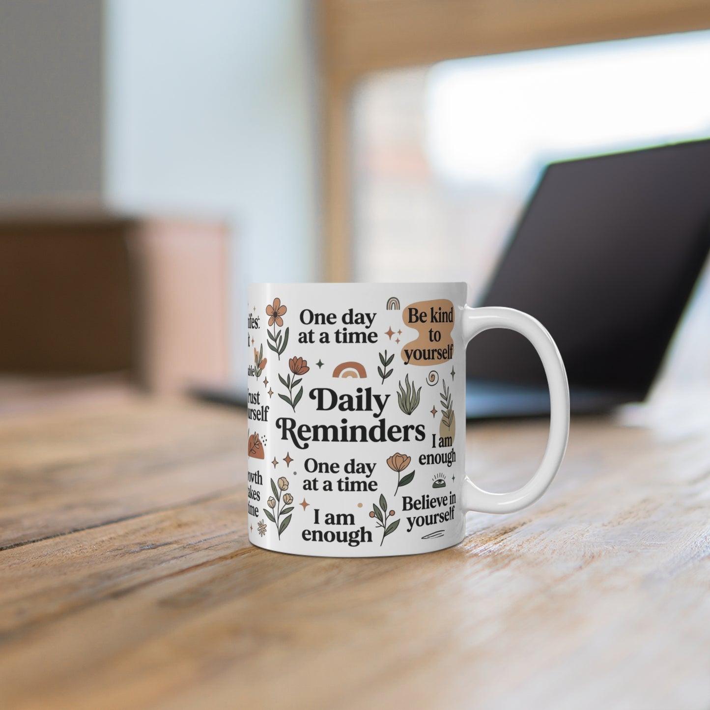 Mental Health Affirmation Glass Cup 11oz – Daily Positive Quotes Mug – Self Care Gift for Women, Best Friend Inspiration Tumbler
