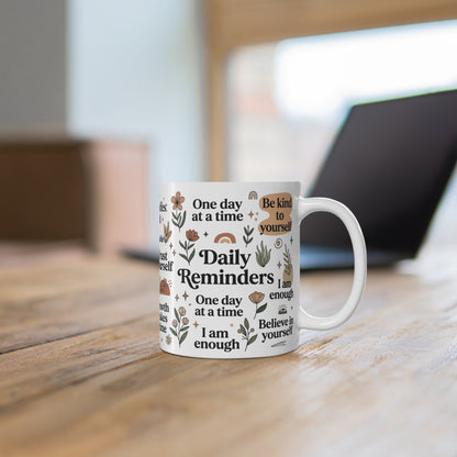 Mental Health Affirmation Glass Cup 11oz – Daily Positive Quotes Mug – Self Care Gift for Women, Best Friend Inspiration Tumbler